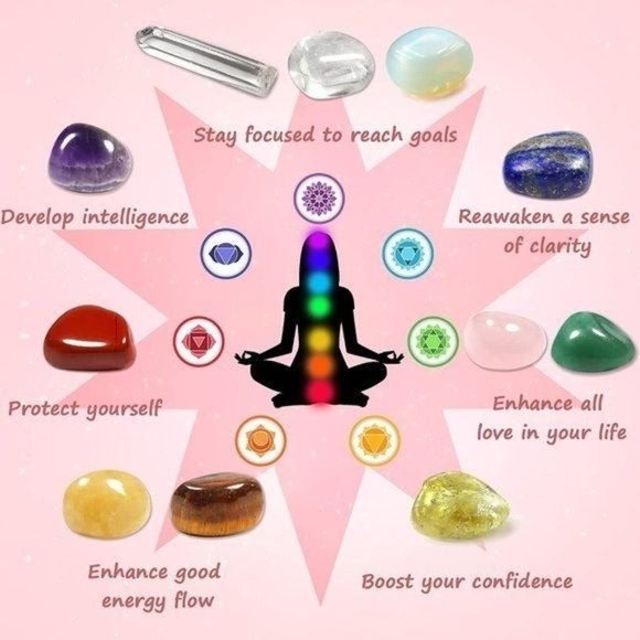 New 13pcs Natural Crystals and Healing Stones Set, 10pcs Tumbled Stones, - Picture 2 of 5